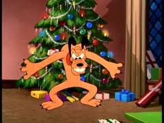 Pluto is very protective of his Christmas tree.