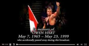 The brief Owen Hart tribute that appears before Over the Edge '99.