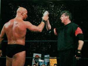 One of the more memorable images from any WrestleMania conclusion.