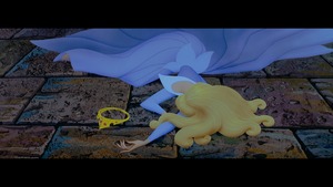 I can't believe this shot made it into the final film. Aurora looks like a piece of paper.