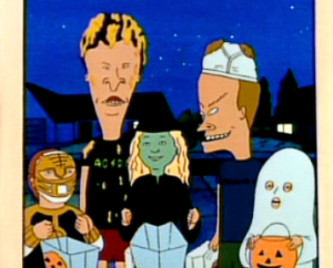 Beavis and Butt-Head on a quest for candy.