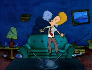 In "Huh-Huh-Humbug," Beavis just wants to enjoy a porno but various ghost won't let him.