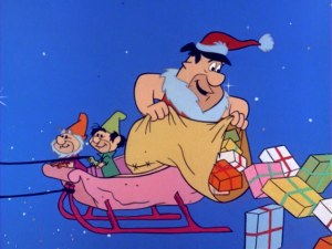 In Christmas Flintstone, Fred fills in for an ailing Santa Claus.